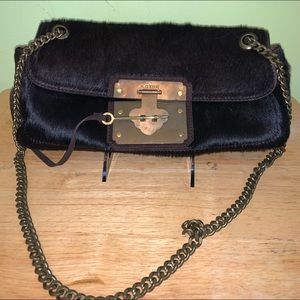 Kotur pony leather fur brass buckle chain purse